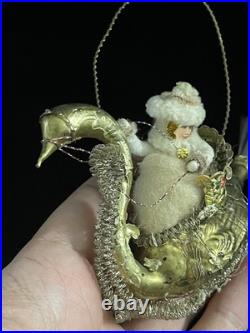 D. Blumchen Victorian Faced Girl on Swan Handmade Amazing