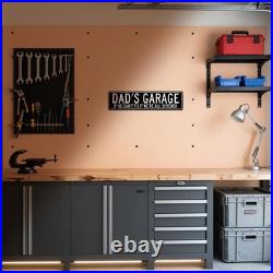 Dad’s Garage Sign, Funny Metal Garage Wall Decor, Rustic Workshop Gift for Dad