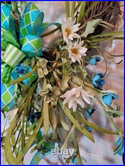 Daisy & Wild Flower Wreath, White Daisy Grapevine Wreath Spring Farmhouse Floral