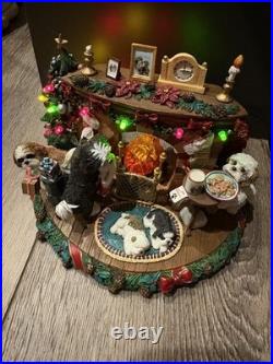 Danbury Mint A Cozy Christmas Eve Shih Tzu Tested Working W Styrofoam & Box