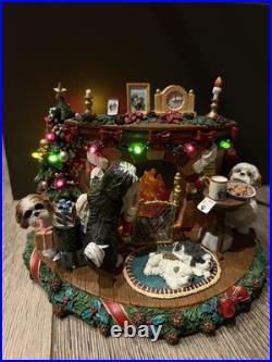 Danbury Mint A Cozy Christmas Eve Shih Tzu Tested Working W Styrofoam & Box