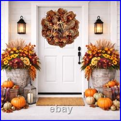 Dangling Maple Leaves Fall Wreath Handmade Deco Mesh