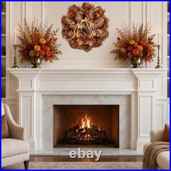 Dangling Maple Leaves Fall Wreath Handmade Deco Mesh