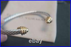 DavidYurman4mmClassicCable Sterling Silver Bracelet & 18k Gold Dome Bangle