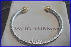 DavidYurman4mmClassicCable Sterling Silver Bracelet & 18k Gold Dome Bangle