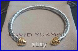 DavidYurman4mm ClassicCable Sterling Silver Bracelet & 18k Gold Dome Bangle