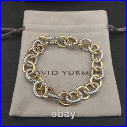 David/YurmanSterling/Silve& 18k Gold 18mm Oval Cable Link 7.5 Bracelet