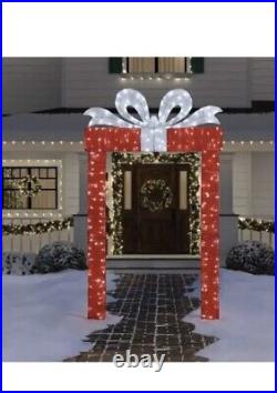 Dazzling 8.5′ Giant Christmas Gift Box ARCHWAY LED Present with Bow Yard Decor