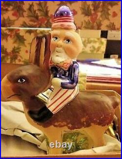 Debbee Thibault-Glass Holiday Ornament Yankee Doodle Rides a Rabbit Clpon Rare