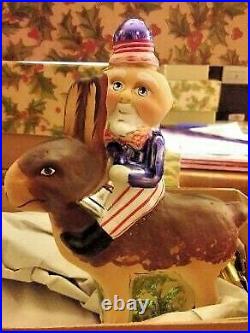 Debbee Thibault-Glass Holiday Ornament Yankee Doodle Rides a Rabbit Clpon Rare