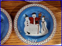 Debbie Mumm Snowman 40 Piece Dinnerware Set Boxed by Sakura. Plates Bowls Cups