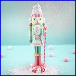 December Diamonds Pink & Blue Candy Nutcracker with Staff 29-29373