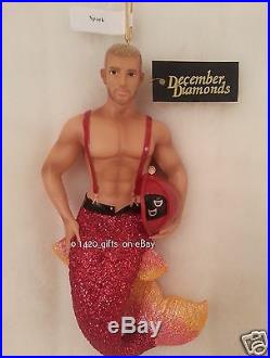 December Diamonds SPARK Merman Ornament ©2013, NIB, Smokin HOT Fireman, Gift Box