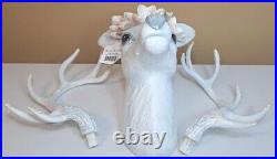 December Diamonds White Deer Head Mount with Magnolia Decor Christmas Holiday