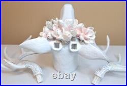 December Diamonds White Deer Head Mount with Magnolia Decor Christmas Holiday