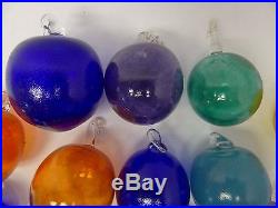Decorative Glass Orange Blue Green Yellow Hand Blown Christmas Ball Ornaments