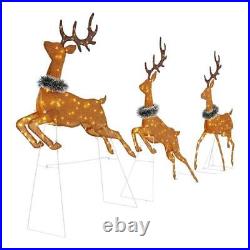 Deer Christmas Yard Decoration Set Of 3 Warm White LED 58 in. Christmas Decor