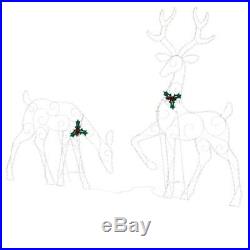Deer Doe Set Christmas Outdoor Decoration Cool White LED Holiday Yard Light NEW