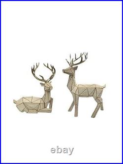 Deer Figurine Pair Geometric Design Christmas Holiday Decor
