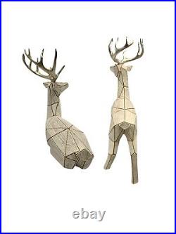 Deer Figurine Pair Geometric Design Christmas Holiday Decor