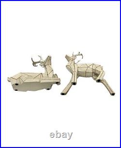 Deer Figurine Pair Geometric Design Christmas Holiday Decor