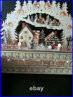 Deluxe Large 18x17 Wood Lights Up Christmas Advent Calendar Unique Count Down