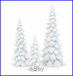 Department 56 Snow Village White Glitter Christmas Trees Figurine Set of 3