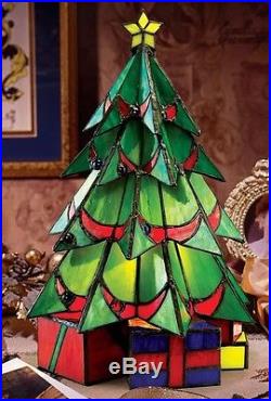 Design Toscano Christmas Tree Stained Glass Illuminated Sculpture