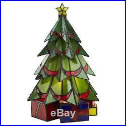 Design Toscano Christmas Tree Stained Glass Illuminated Sculpture