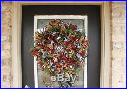 Designer Twist on Traditional Christmas Decor Winter Deco Mesh Front Door Wreath