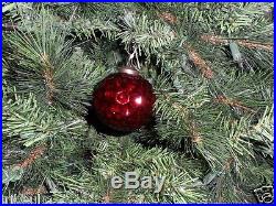 Dillard's Christmas Holiday Tree Decor Glass Round Ornaments (5) Burgundy Maroon