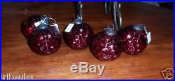 Dillard’s Christmas Holiday Tree Decor Glass Round Ornaments (5) Burgundy Maroon