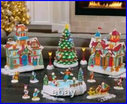 Disney 13 Piece Christmas Village Mickey Mouse Lights & Classic Holiday Music