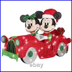 Disney 2-ft LED Mickey & Minnie Car Scene Yard Decoration