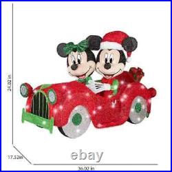 Disney 2-ft LED Mickey & Minnie Car Scene Yard Decoration