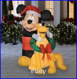 Disney Airblown Inflatable 5 FT Mickey Mouse & Pluto Santa Hat Christmas Wreath