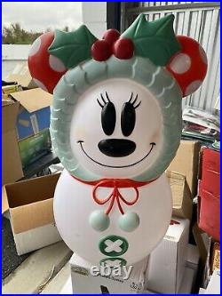Disney Blow Mold Lighted Snowman Mickey & Minnie Mouse Christmas 23” Tall 2021