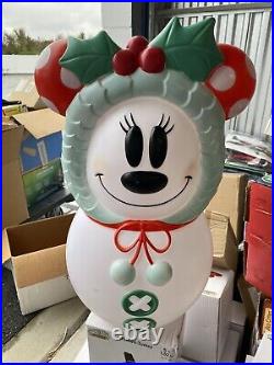 Disney Blow Mold Lighted Snowman Mickey & Minnie Mouse Christmas 23'' Tall 2021