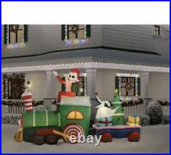 Disney Christmas 10 ft Wide Giant Jack Skellington Train Scene Inflatable NIB