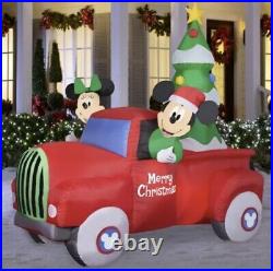 Disney Gemmy 8 ft Mickey & Minnie Christmas Truck with Christmas Tree Inflatable