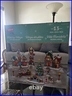 Disney Illuminated & Musical Holiday Village with Working Clock 13 Piece