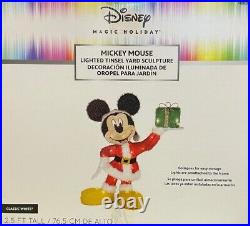 Disney Magic Holiday Mickey Mouse Lighted Tinsel Yard Sculpture 30-inches