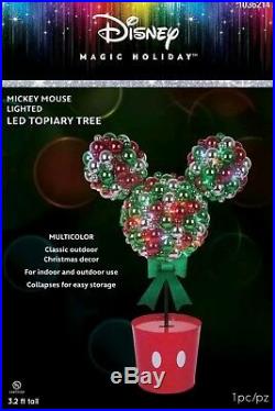 Disney Magic Holiday Mickey Mouse Multi-Color Christmas LED Topiary 3.2 ft NIB