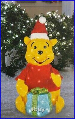 Disney Magic Holiday Winnie The Pooh Lighted Tinsel Sculpture 28 1/2 inches Tall