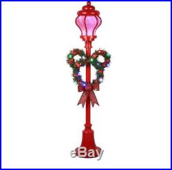 Disney Mickey Mouse 5′ Christmas Holiday Lamp Post with Wreath LED Lights NIB