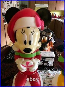 Disney Mickey and Minnie Christmas Lighted Blow Mold Set New Too Cute