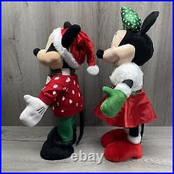 Disney Mickey and Minnie Mouse Christmas Porch Greeters Plush Near Mint Rare