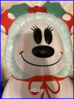 Disney Minnie Mouse Christmas Snowman Lighted Blow Mold 23′