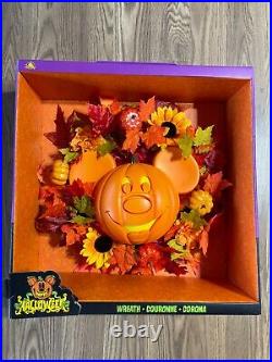 Disney Parks 2024 Halloween Mickey Mouse Jack-O-Lantern Pumpkin Wreath 16 NEW