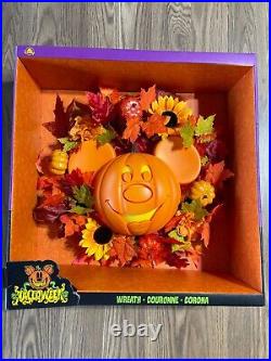 Disney Parks 2024 Halloween Mickey Mouse Jack-O-Lantern Pumpkin Wreath 16 NEW